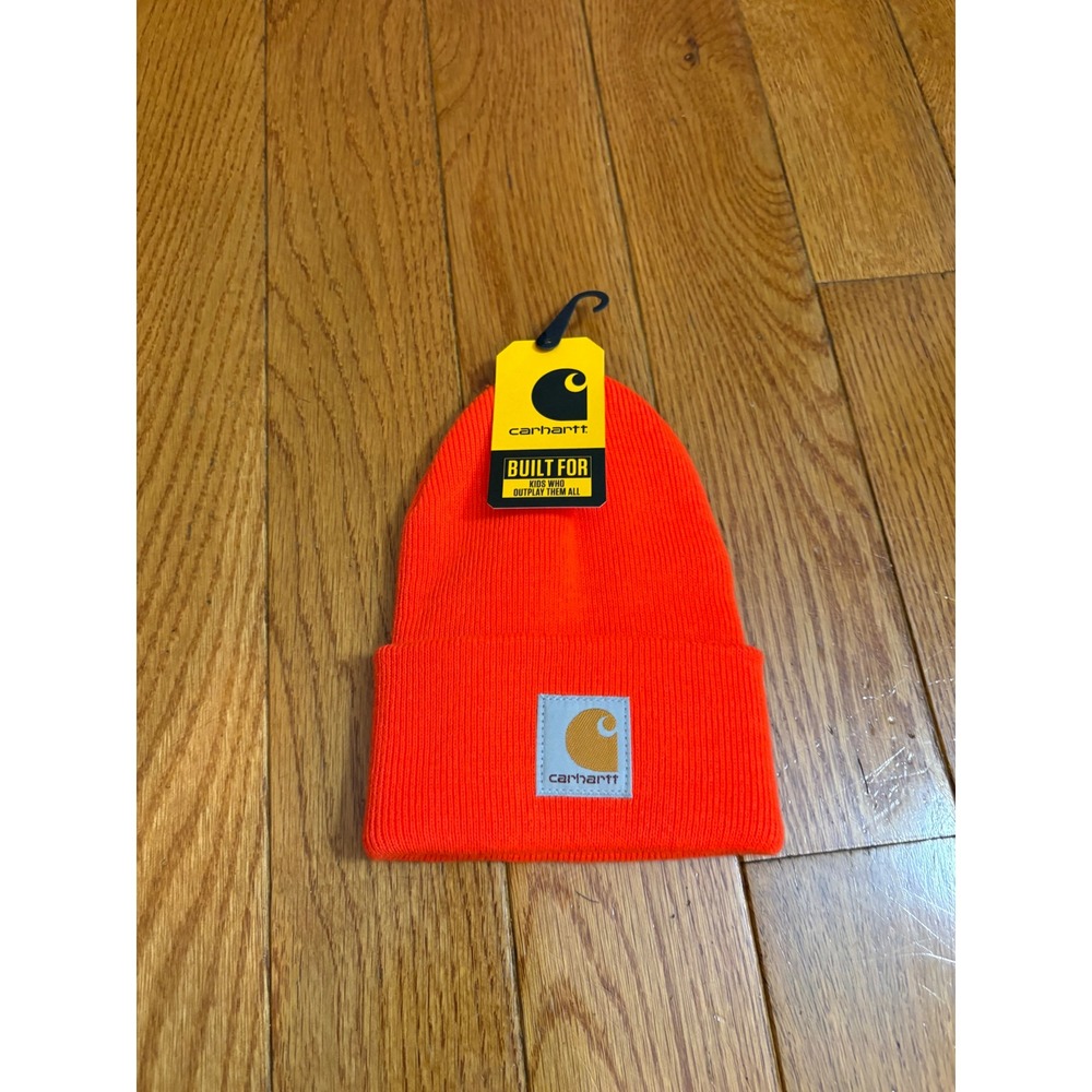 Carhartt Kids Toddler Brite Orange Acrylic Watch Hat Beanie AH8905 NWT Neon